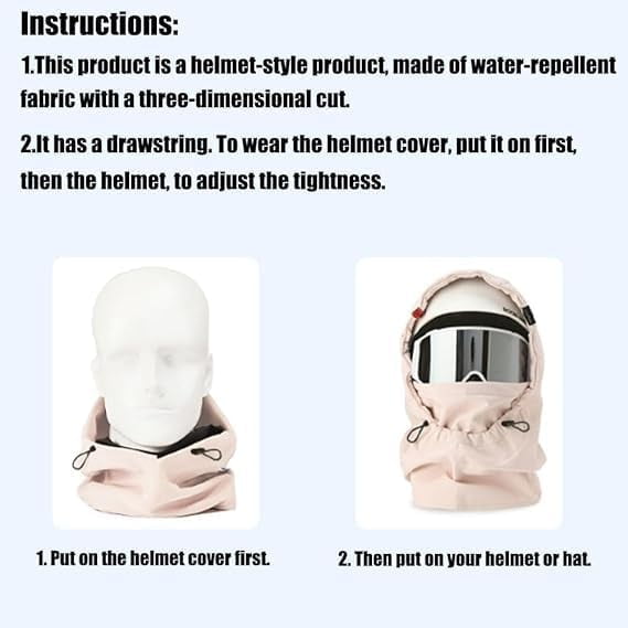 Agriculturi Waterproof Fleece-Lined Hood,Right Over Helmet Hoodie,Winter Face Mask,Warm Ski Helmet Cover,for Snowboarding,Skiing,Ice Fishing,Hiking and Other Winter Outdoor Activities