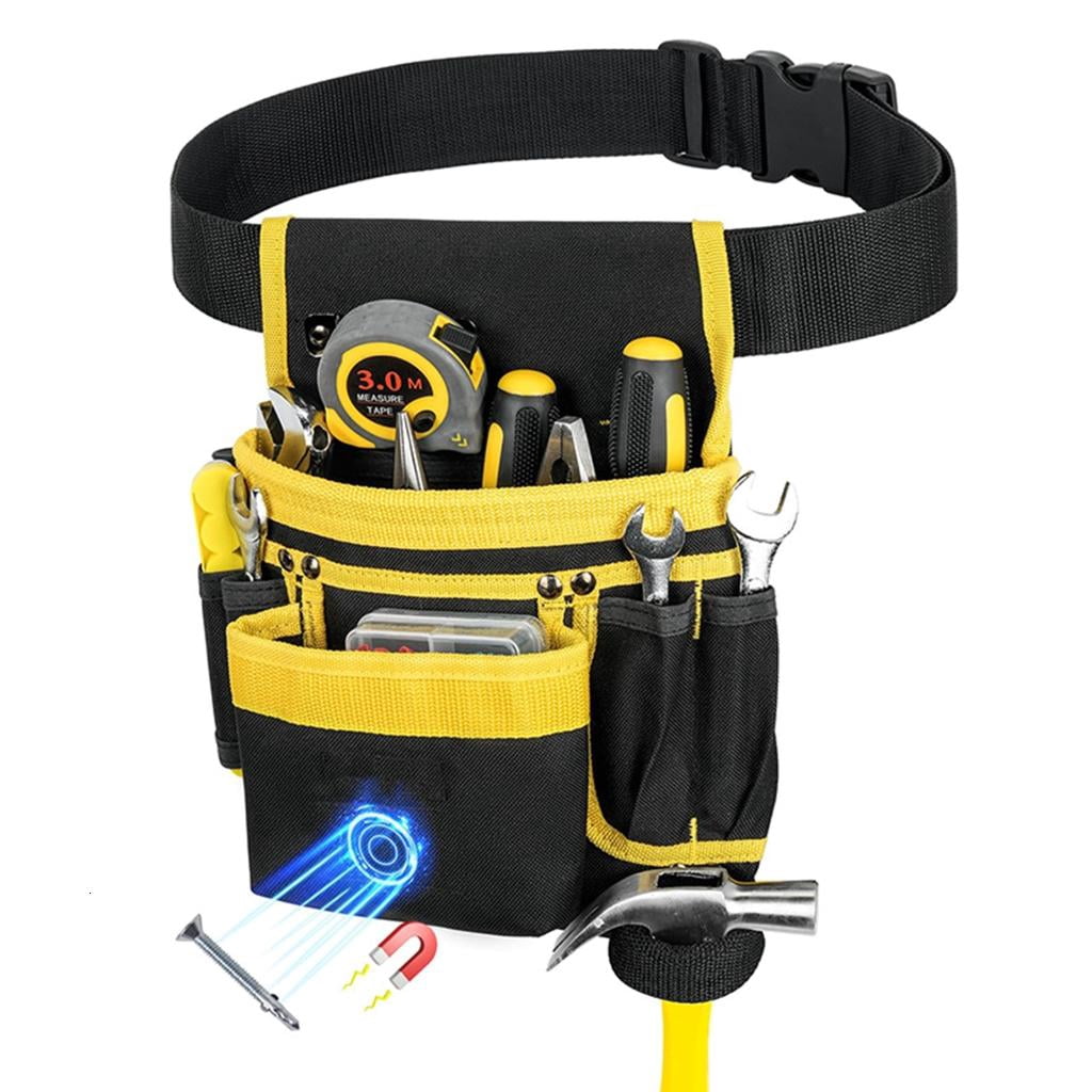 CEORPER Waterproof Canvas Tool Belt Pouch Multi Pockets Tool Waist Pack Bag for Electricians with Ergonomic Waist Belt Designs