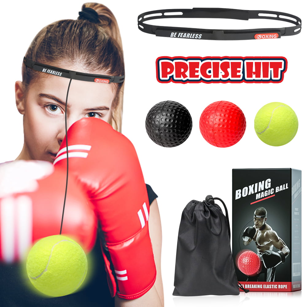 Fight Skill and Hand Eye Coordination Training Punching Speed 3 Difficulty Level Boxing Ball with Headband Softer Than Tennis Ball Perfect for Reaction Agility JHEA Boxing Reflex Ball
