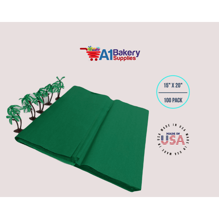 A1 Bakery Supplies Emerald Green Tissue Paper 15 Inch X 20 Inch - 100  Sheets Premium Tissue Paper Made in USA