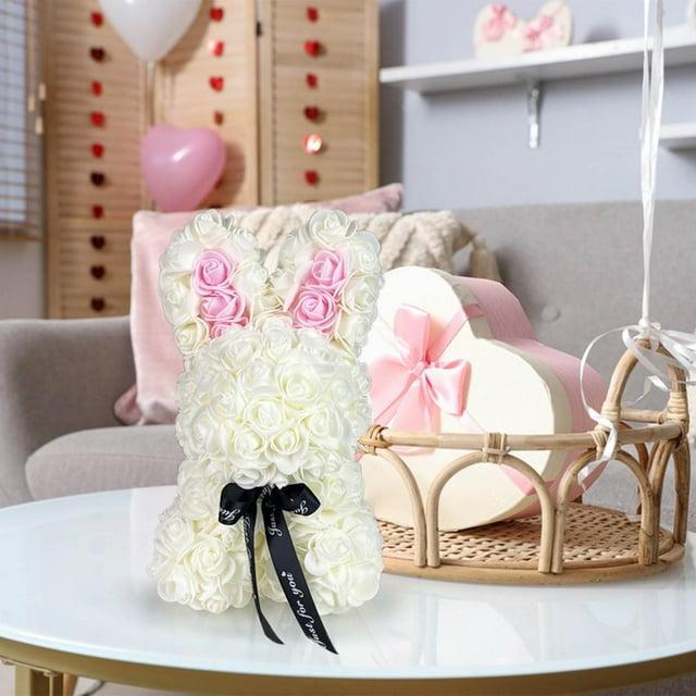 Simulation Rose Bunny, Valentine's Day Simulation Rose Bunny Cuddle Bunny Birthday Gift Foam Bunny