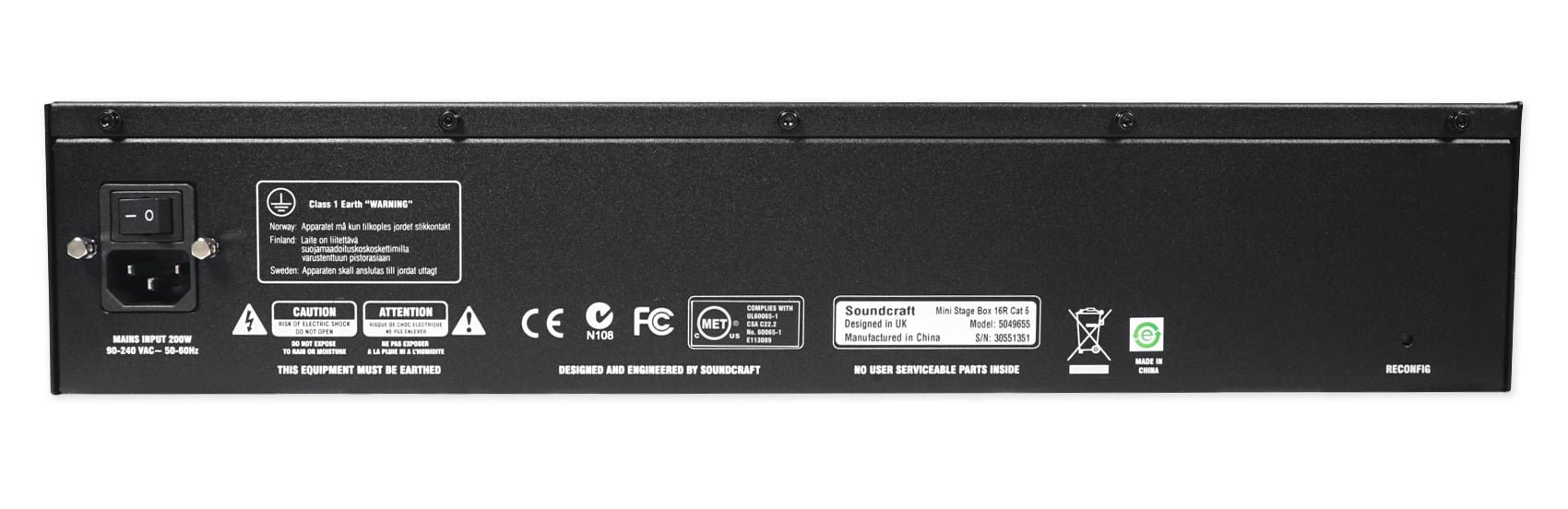 Soundcraft Mini Stagebox 16R 2U Rackmount MSB16R 16x8 Analogue 16-Input 8-Output