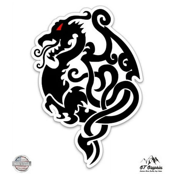 Red Eye Tribal Dragon - 3" Vinyl Sticker - For Car Laptop I-Pad Phone Helmet Hard Hat - Waterproof Decal
