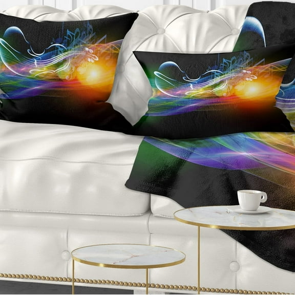 Designart Waves of Music Fractal Design - Abstract Throw Pillow - 12x20