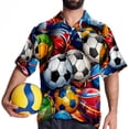 thumbnail image 4 of Football Men's Hawaiian Short Sleeve Printed Button Down Poplin Casual Summer Beach Shirt, Unisex, 4 of 6