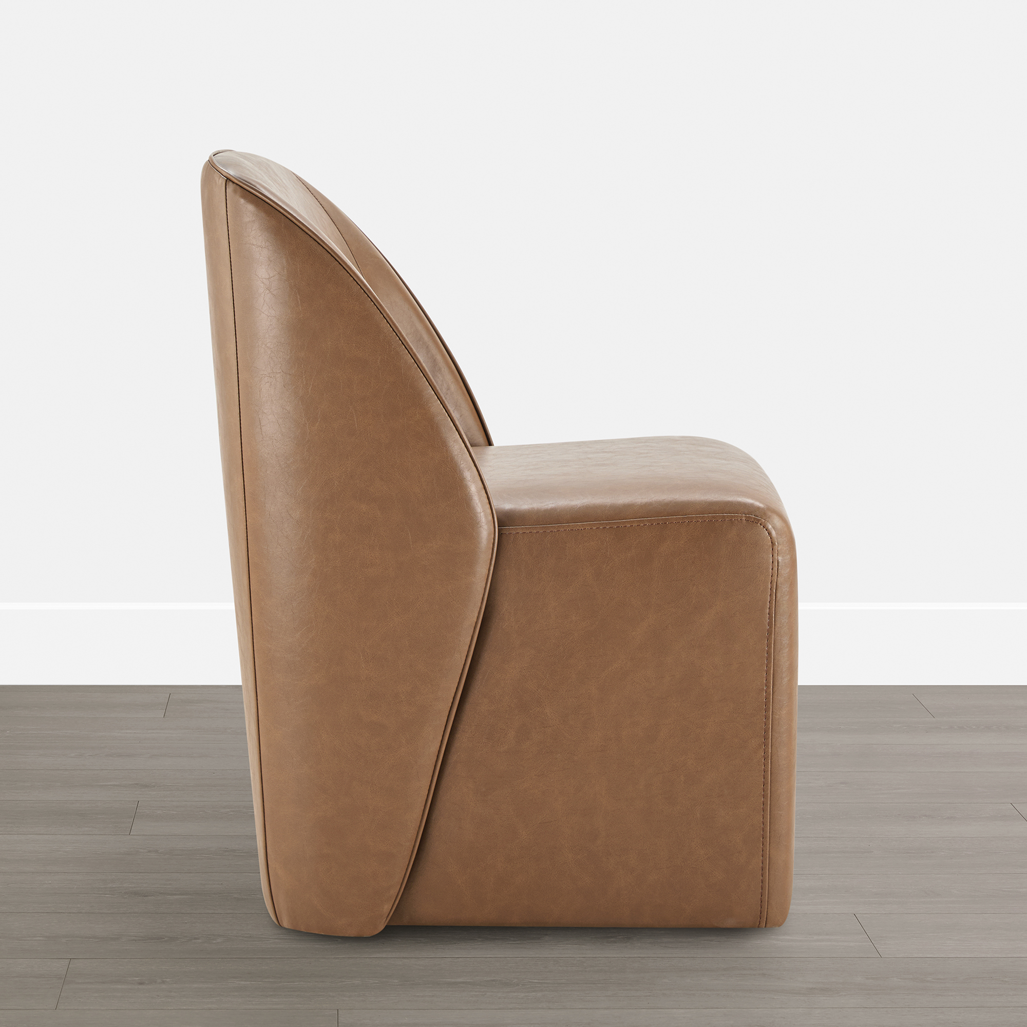 Spruce & Spring Rolling Upholstered Dining Chair with Smooth Hidden Casters Set of 2, Saddle Brown