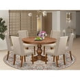 thumbnail image 7 of Luxe by East West Furniture 7-Piece Kitchen Table A Wood Table And 6 Light Tan Linen Fabric Dinner Chair, 7 of 7