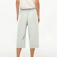 thumbnail image 4 of Wutalume Women's Casual Cotton Linen Drawstring Elastic Waist Straight Leg Capri Pants with Pockets Summer Beach,Light Gray XL, 4 of 7