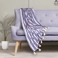 thumbnail image 5 of 50" X 60" Blue and White Woven Cotton Striped Throw Blanket with Tassels, 5 of 7