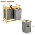thumbnail image 2 of Gymax Bamboo Laundry Hamper w/Dual Compartments Laundry Sorter w/Sliding Bags & Shelf, 2 of 10