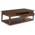 thumbnail image 6 of Signature Design by Ashley Trenmour Mid-Century Modern Rectangular Coffee Table with Storage Drawer, Casters & Shelf, Brown, 6 of 9