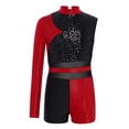 thumbnail image 4 of TiaoBug Gymnastics Leotard for Girls Cheerleading Outfit Sequin Color Block Short Jumpsuit Tumbling Biketard Red 14, 4 of 7