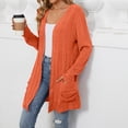 thumbnail image 6 of idosla Cardigan Sweaters for Women Lightweight Open Front Thin Long Cardigans Fall Long Sleeve Knit Sweater with Pockets (Orange, XXL), 6 of 7