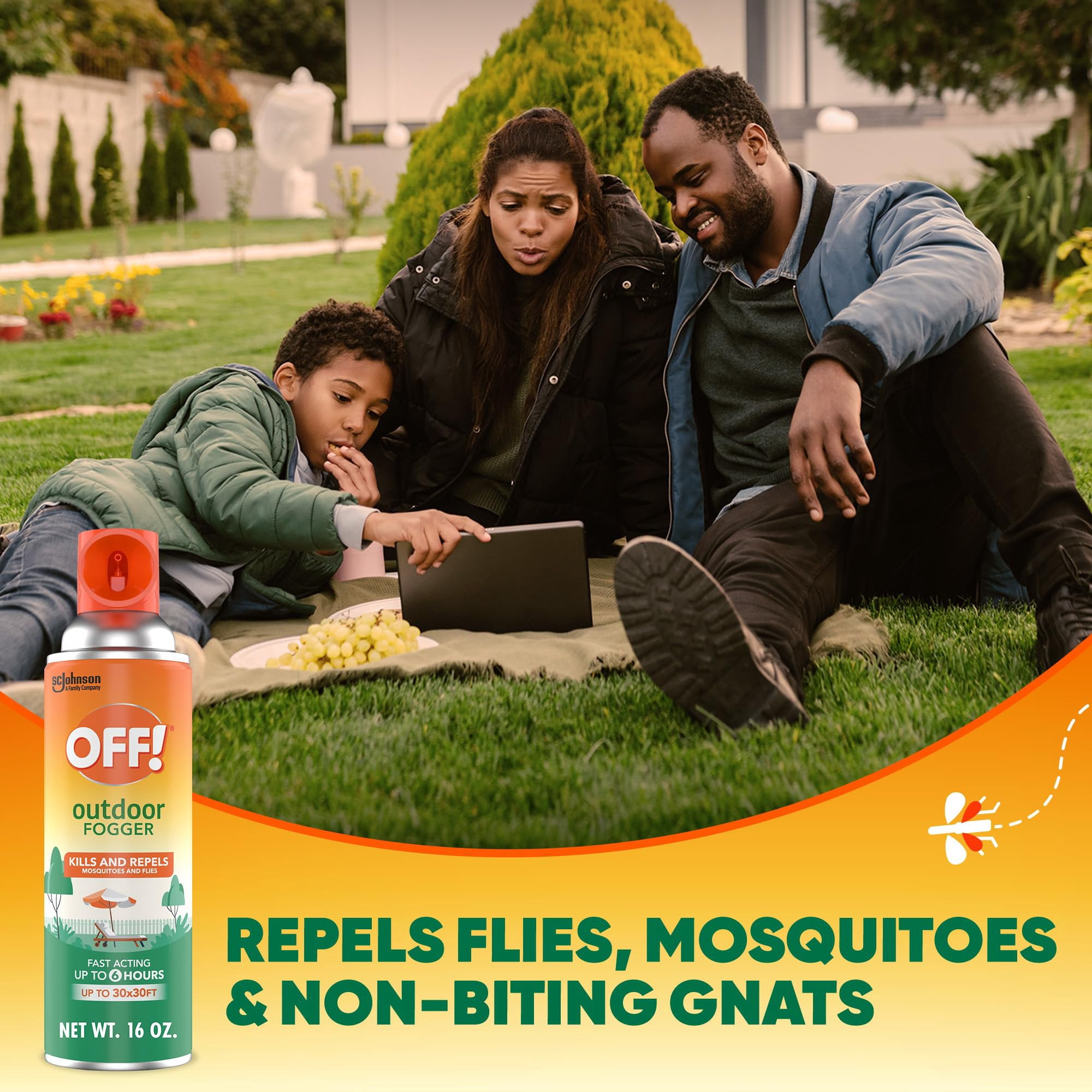 OFF! Outdoor Insect & Mosquito Repellent Fogger, Backyard Pretreat, Kills & Repels Insects in an up to 900 sq, ft, Area, 16 oz Pack of 3