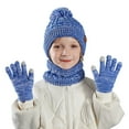 thumbnail image 4 of AWZXDE Winter Knit Hat Neck Warmer And Mittens Set For Kids Kids Hats And Gloves Warm Winter Hats For Kids Boys Girls Cold Weather Blue, 4 of 7
