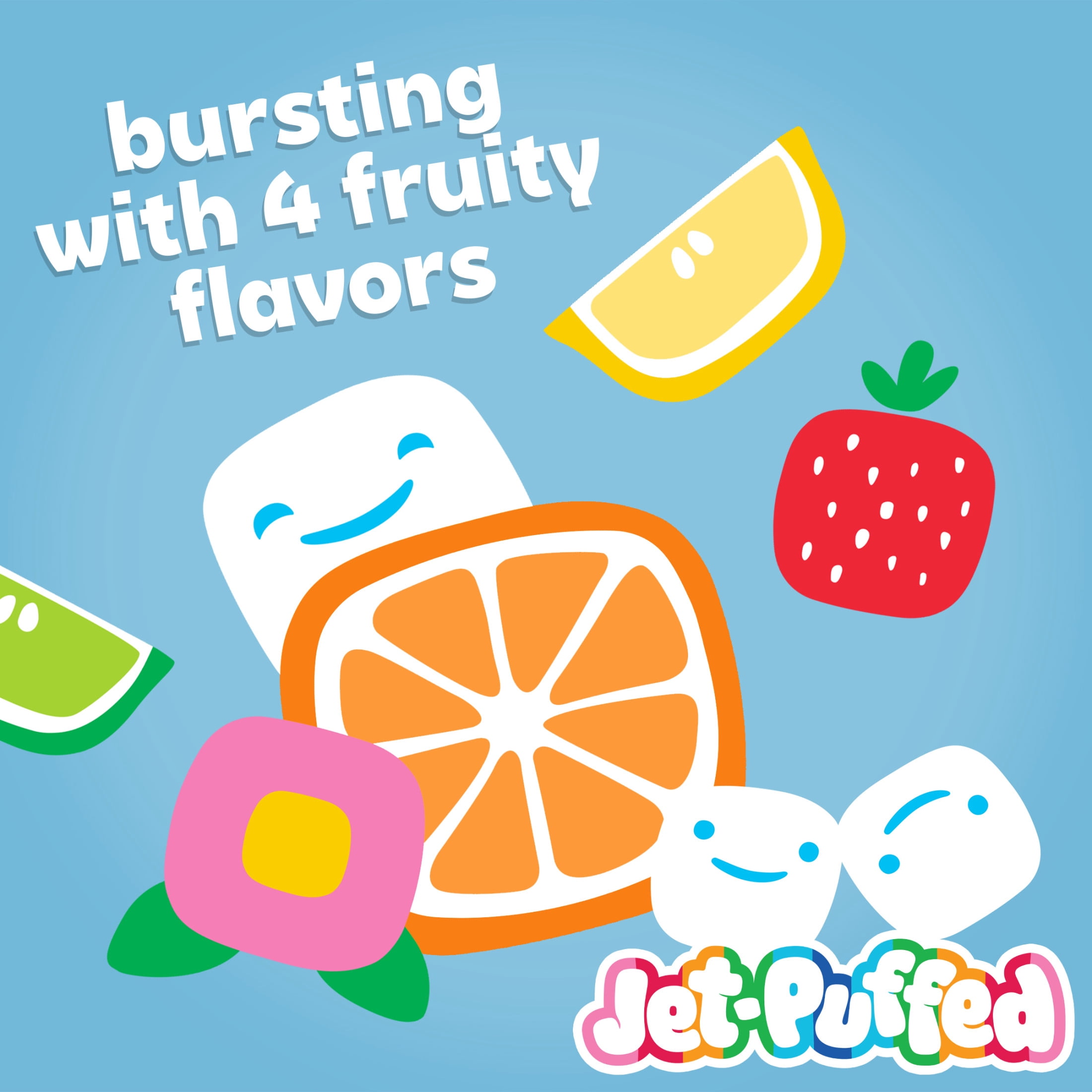 (16 pack) Jet-Puffed Fruity-Fun Orange, Strawberry, Lemon & Lime Mini Marshmallows, 10 oz Bag