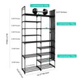 thumbnail image 3 of 9 Tier Stackable Shoe Rack with 4 Side Pockets and Hooks, 30 Pairs Durable Metal Pipes Shoe Shelf Tower Storage Organizer, Black, 3 of 8
