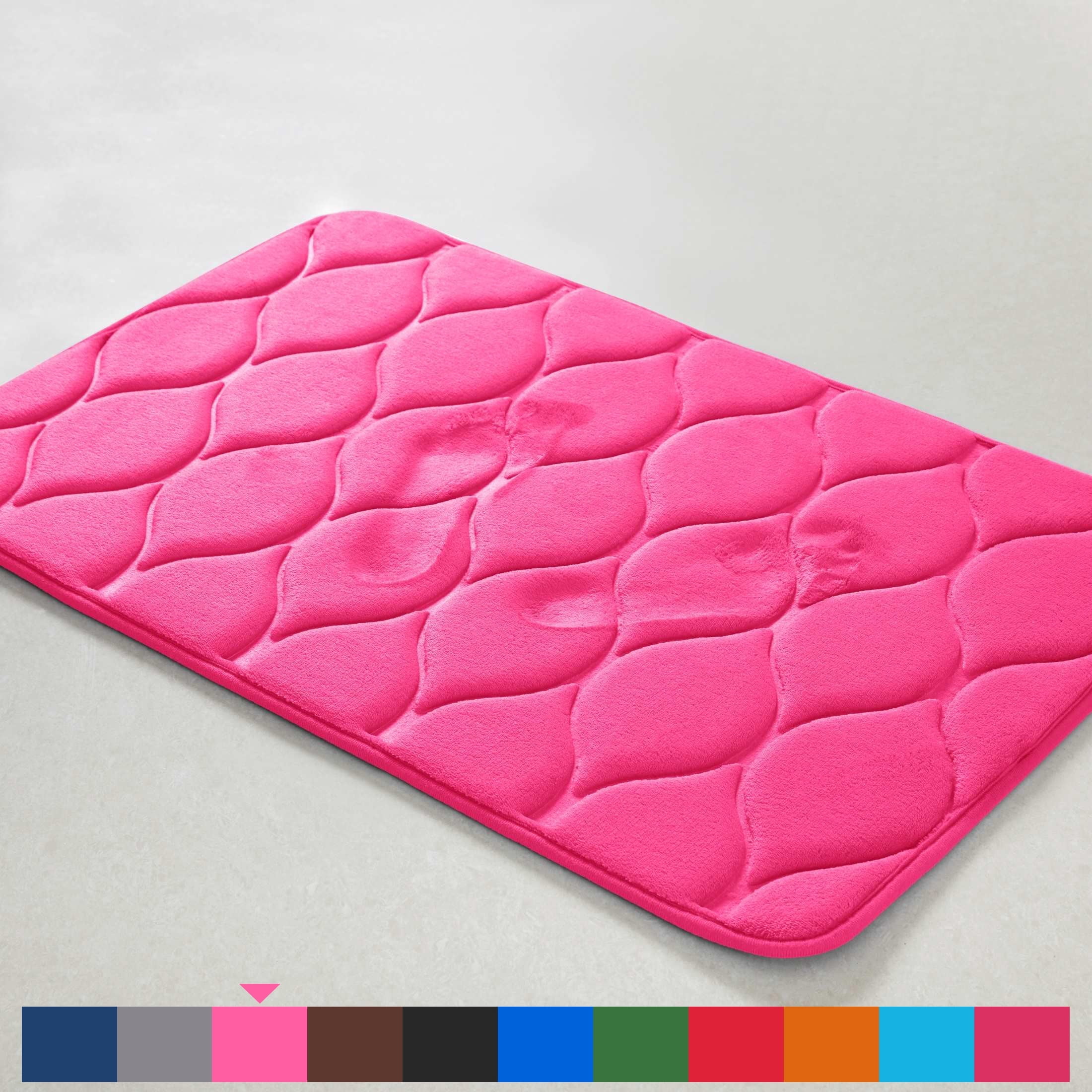 Yafa Home Fashion 1pc:24" X 35" Bath Rug, Memory Foam; Machine Washable, Water Absorbent & Non-Slip Bathmats(Fuchsia)
