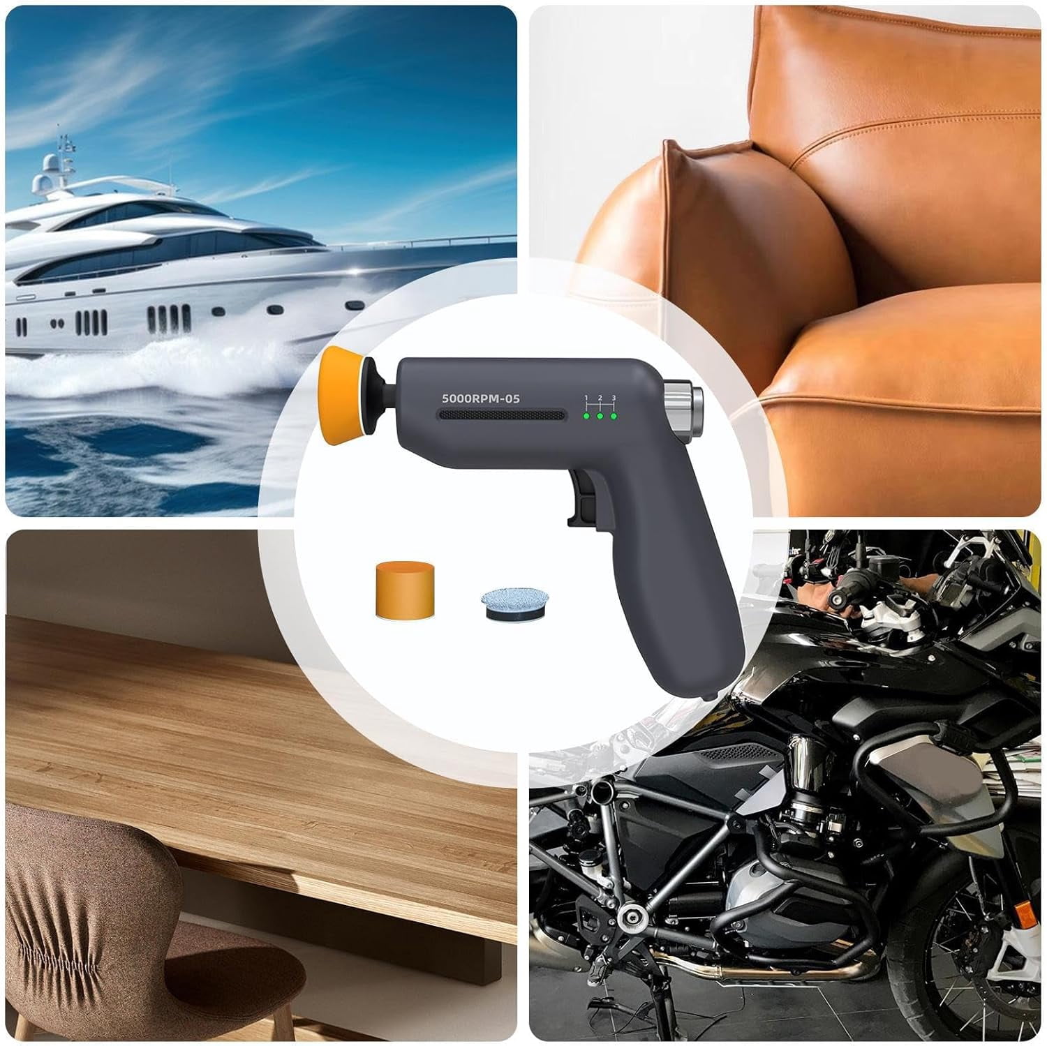 Car Buffer Polisher, Car Scratch Repair Machine, 3 Speed Adjustment, Ergonomic Automotive Waxing Machine, 12V Automotive Polisher Tool, Scratch Removal Buffer for Truck Sedan RV Trailer Pickup