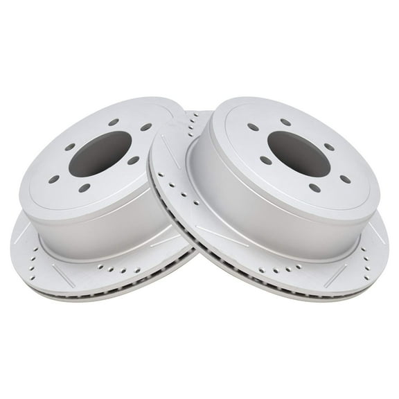 TRQ Rear Performance Brake Rotors Set Vented Premium G-Coated Cross Drilled & Slotted Fits Select 2004-2011 Ford F-150 2006-2008 Lincoln Mark LT