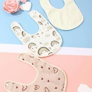3pcs Baby Bibs Burp Cloths U Shape Bibs Soft Cotton Adjustable Bib Newborn Feeding Bibs Infants Star Heart Saliva Towel heart yellow