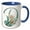 Blue/White, variant on 3drose, Green Boho Lily Monogram Initial D, 11oz Magic Transforming Mug