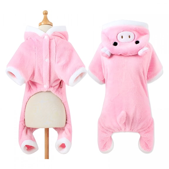 GASTROPOD Cute Pet Costume, Pink Pig Design Pet Warm Hoodies Costume for Small Dogs and Cats, Halloween Christmas Cosplay Dress Up Clothes for Puppy Teddy Chihuahua Kitten