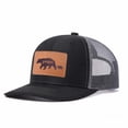 thumbnail image 4 of Papa Bear Leather Patch Embroidered Color Block Trucker Hat Unisex Adjustable Cotton Breathable Fashion Cap for Travel Daily Wear, 4 of 11