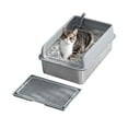 thumbnail image 1 of CazToi 8 Inch Deep Stainless Steel Cat Litter Box with Lid Large Non Stick for Big Cats Includes Litter Mat Scoop Easy Clean Black, 1 of 6