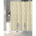 thumbnail image 3 of Split Shower Curtain for Transfer Bench, Yellow Geometric Fabric Shower Curtains for Bathroom, Contemporary Art Modern Abstract Tub Sliding Transfer Bench Waterproof Bath Curtains 72"x78", 3 of 9