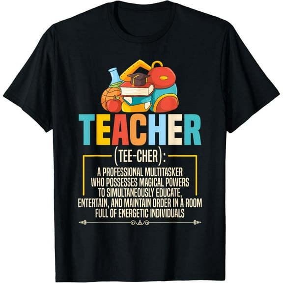 Teacher Definition - Funny Teaching School Teacher T-Shirt Tops Tee