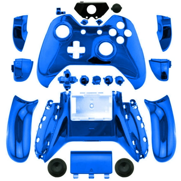 YUNDAP Boîtier de Couleur Full Shell Set Façades + Boutons ABXY + Pare-Chocs RB LB + Rails Droite / Gauche pour Xbox One S Mince Contrôleurs Plaqués Bleu