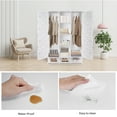 thumbnail image 4 of Portable Wardrobe Closet with 2 Hanging Rods, DIY Plastic Armoire Cabinet Modular Shelves Cube Storage Organzier, White, 4 of 9