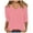 Pink, variant on Women's T-Shirts V Neck Solid Color Casual Summer Basic Tops for Everyday Wear
