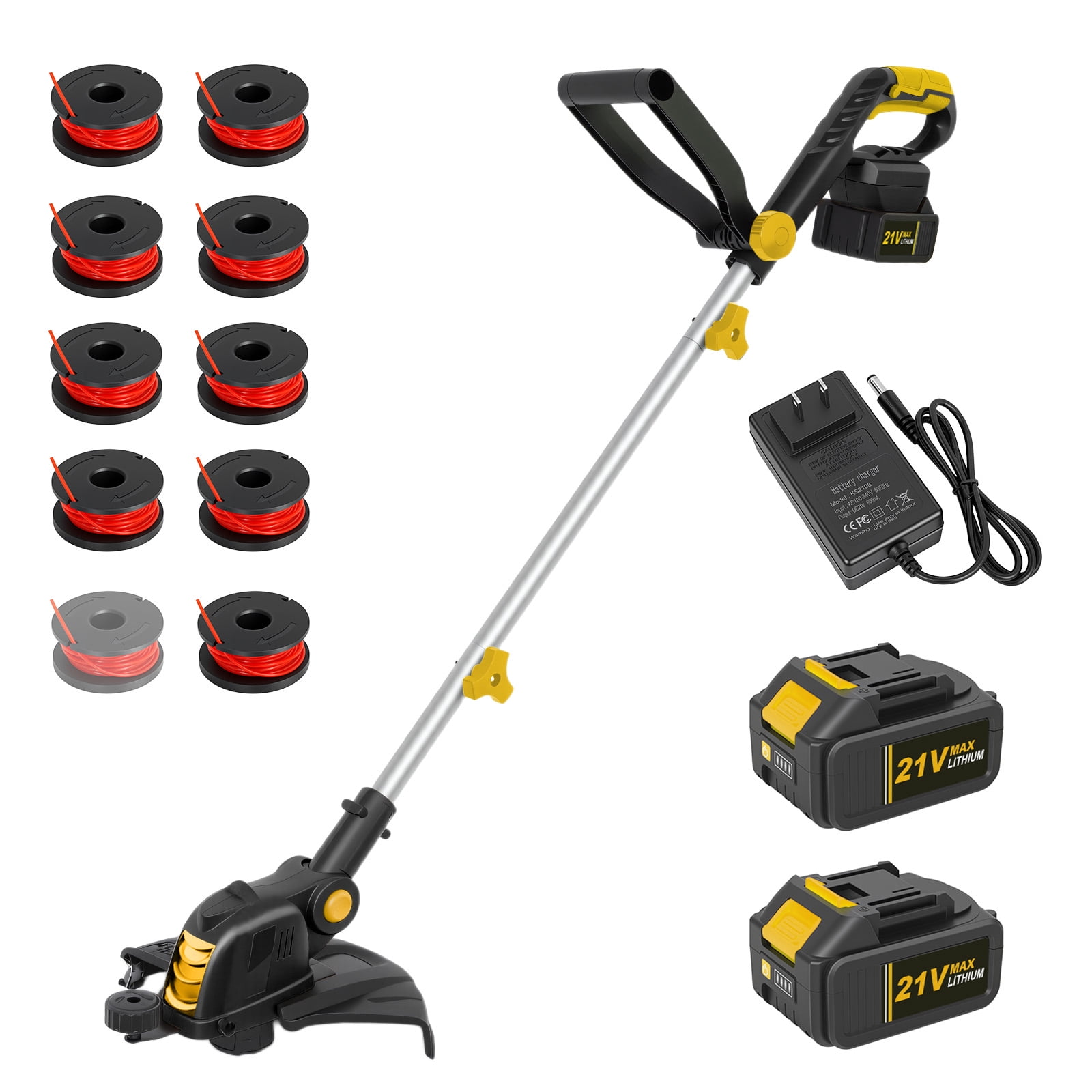 String Trimmer 12 inch Cordless Weed Wacker Electric Weedeater 2×4.0Ah Battery Trimmers for Weeds and Grass with 10 Pcs Grass Cutter Spool Line