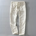 thumbnail image 1 of RWJDXD New Men‘s Linen Trousers Straight Tube Rope Solid Color Casual Linen Trousers Men Breathable, 1 of 6