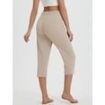 thumbnail image 3 of BALEAF Womens Yoga Capri Pants with Zipper Pockets Summer Drawstring Capris Joggers Lounge Crop 19" Beige 3XL, 3 of 7