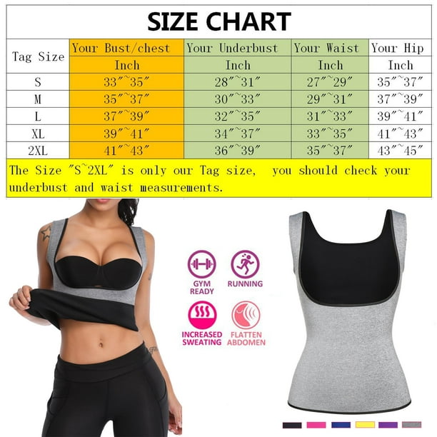COMFREE Women's Waist Trainer Hot Body Shaper Tank Top Slimming Neoprene  Sweat Vest for Weight Loss 