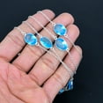 thumbnail image 4 of Swiss Blue Topaz 925 Sterling Silver Jewelry Oval Gemstone Necklace 36" VJ 256, 4 of 4