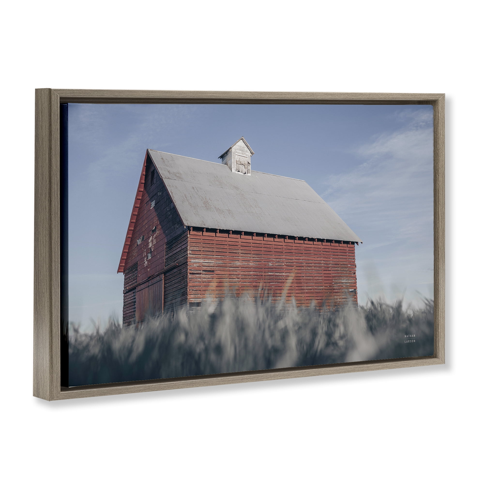 Stupell Industries End Of The Field Cottage Brown Framed Floater Canvas Wall Art, design by Nathan Larson