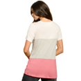 thumbnail image 2 of Fantastic Fawn Womens Color Block Stripe Short Sleeve Round Neck Top (Small, Ivory Red), 2 of 3