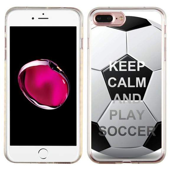 Slim-Fit Case for Apple iPhone 8 PLUS / 7 PLUS, OneToughShield ® Premium TPU Gel Protector Phone Case - Keep Calm Soccer