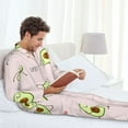 thumbnail image 6 of Naloa Avocado Doing Sport Yoga Men’s Pajamas Set - Long Sleeve Button Down Sleep Shirt and Pajama Bottoms Sleepwear Set-Medium, 6 of 7
