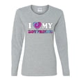 thumbnail image 2 of I Love My Boyfriend Tie Dye Pop Culture Womens Graphic Long Sleeve T-Shirt, Heather Grey, 2XL, 2 of 3