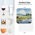 thumbnail image 6 of Picia Pasture Cow Printed Leather Coasters for Drinks, 4" Drink Coasters Set of 4 for Tabletop Protection, Handmade Luxurious Home Décor and Housewarming Gift -Square, 6 of 6