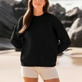 thumbnail image 3 of Women's Ribbed Knit Sweater Oversized Crewneck Long Sleeve Casual Pullover (Black, M), 3 of 4