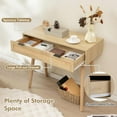 thumbnail image 4 of Rattan Console Table, Boho Sofa Tables with 2 Drawers, Behind Couch Tables, Modern Small Vanity Desk, Entryway Table for Hallway Entrance Foyer Living Room, Natural Wood, 4 of 9