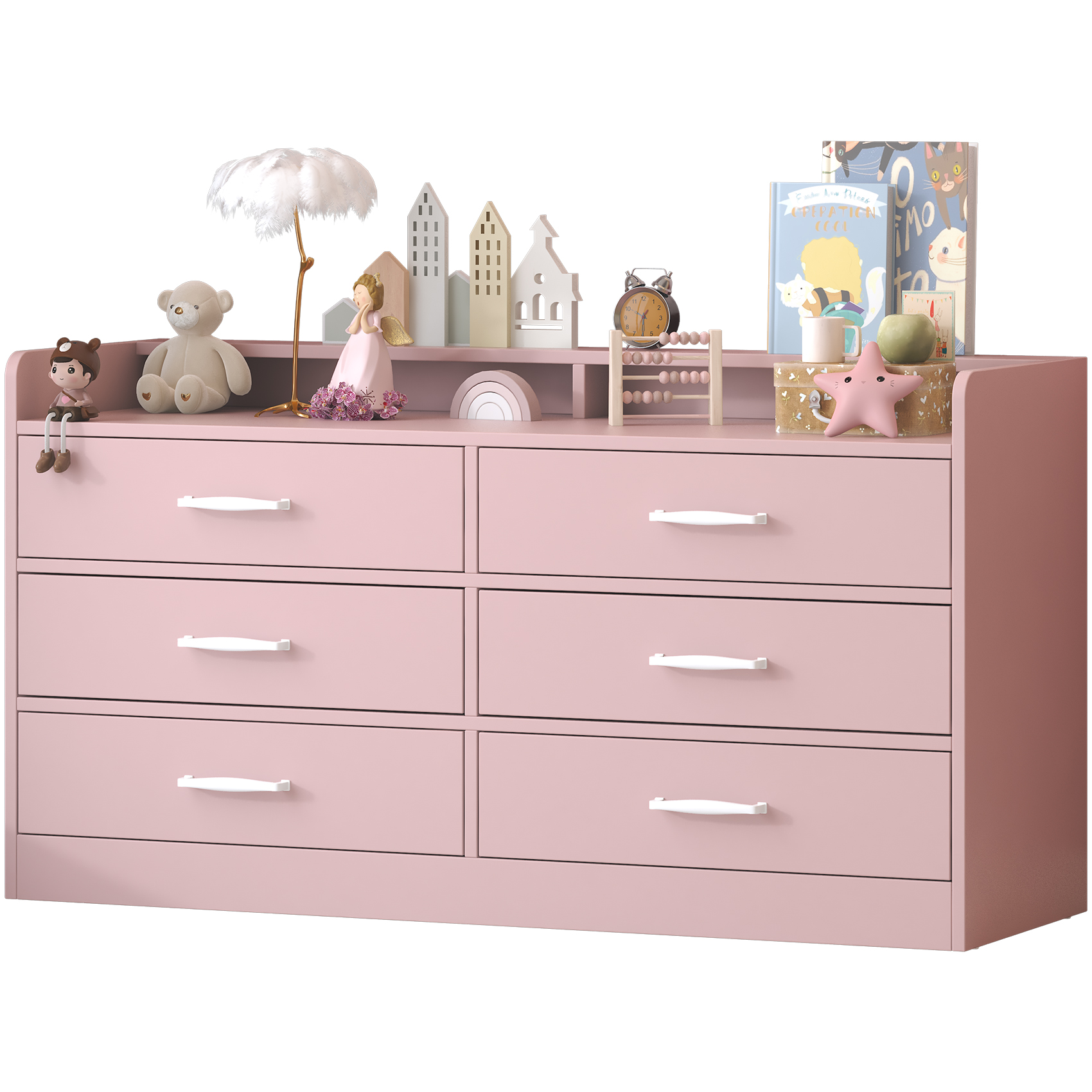 pink dresser walmart Garvee 10 Drawer Dresser Chest of Drawers for Bedroom Living Room, Fabric Storage Organizer With Wood Top, Side Pockets & Hooks for Entryway, Hallway,