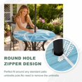thumbnail image 4 of Round Outdoor Tablecloth with Umbrella Hole and Zipper, Gray Blue Starfish Tablecloth with Elastic Waterproof, Summer Coastal Nautical Ocean Classic Patio Table Covers for 45" - 54" Pool Tables, 4 of 9