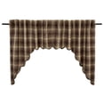 thumbnail image 3 of Rustic Swag Set Dawson Star Scalloped Brown Plaid Country Kitchen Window Curtains VHC Brands, 3 of 4
